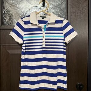 Lauren Ralph Lauren Navy and White Striped Polo - Women’s Small